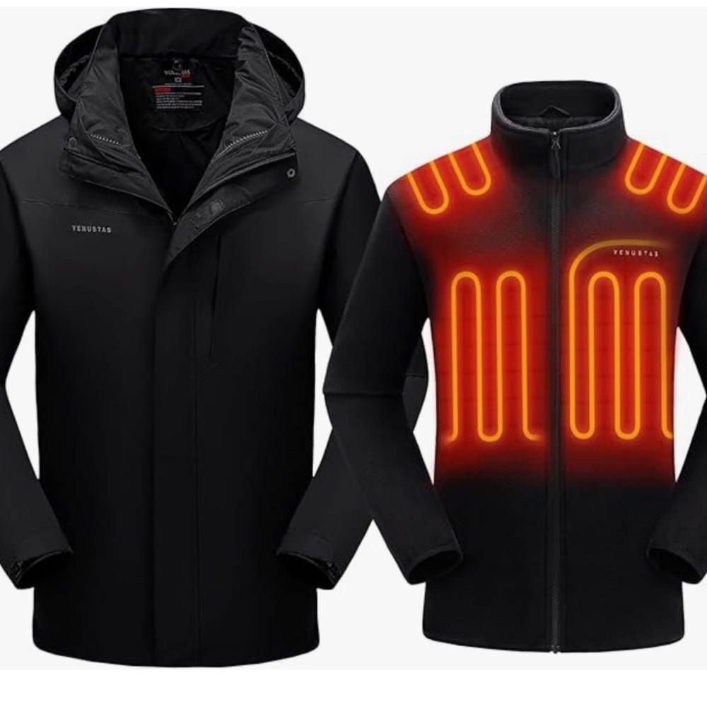 VENUS Black Heated Jacket for Men